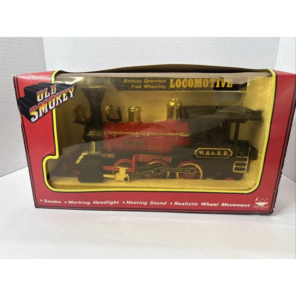 Vintage Old Smokey Battery Operated & Free Wheeling Locomotive In Orig Box Train